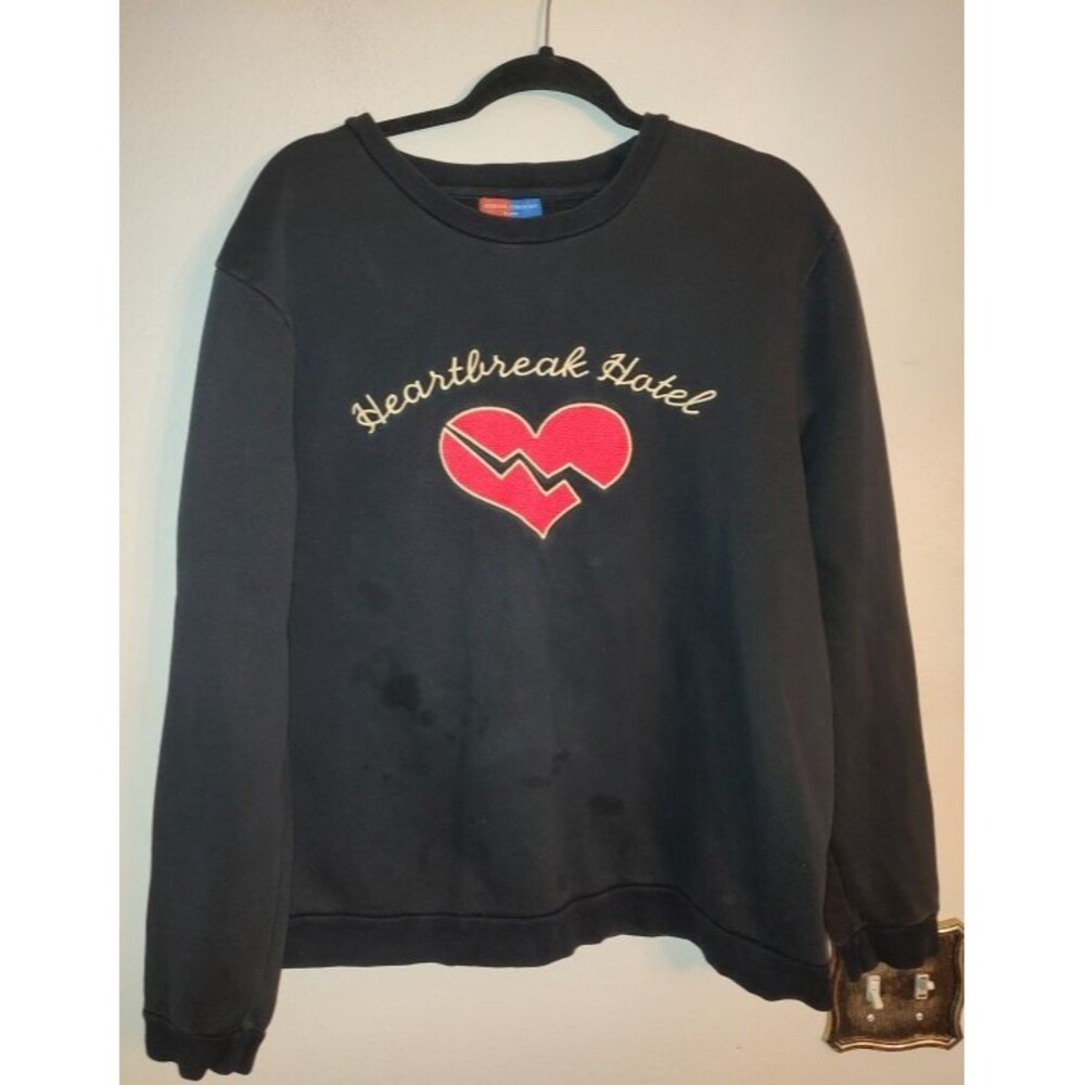 Men Opening Ceremony X Elvis Heartbreak Hotel Black Sweater Sz XL See discript